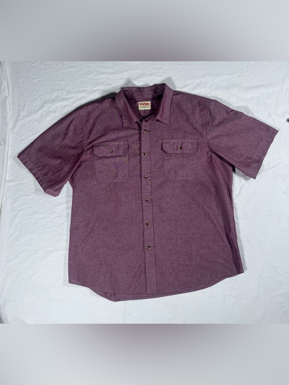 Wrangler Authentic Short Sleeve Button-Up Shirt Plum Men’s XXL - Picture 1 of 13